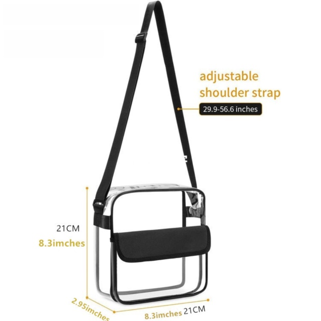 40mil Clear PVC Crossbody Adjustable Shoulder Strap Bag