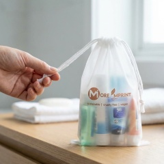 Biodegradable Drawstring Cosmetic Bag Travel Amenities Pouch