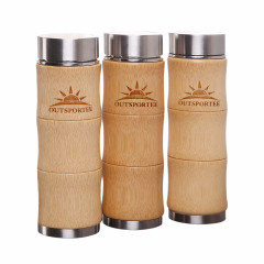 Natural Bamboo Wrapped Vacuum Tumbler Insulated Travel Mug