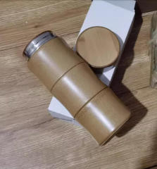 Natural Bamboo Wrapped Vacuum Tumbler Insulated Travel Mug
