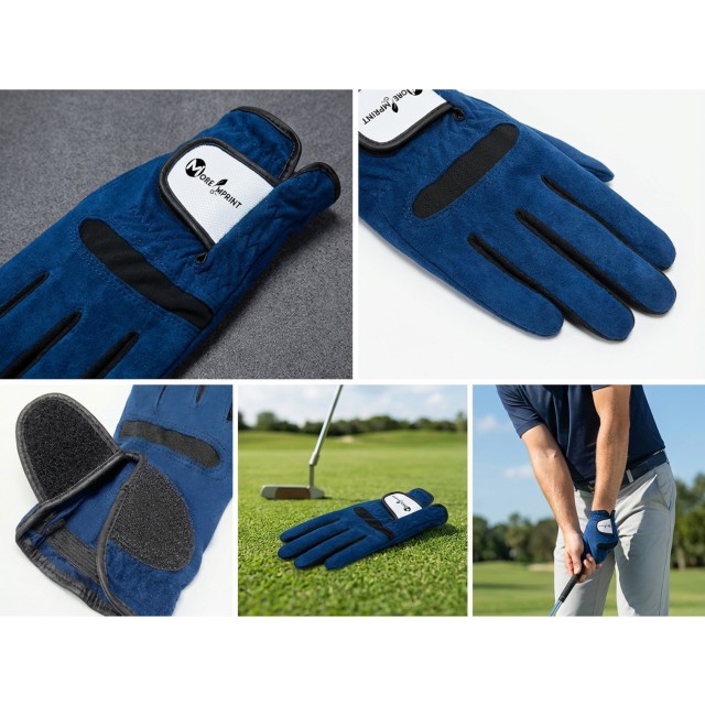 Suede Microfiber Leather Hook Loop Closure Golf Glove