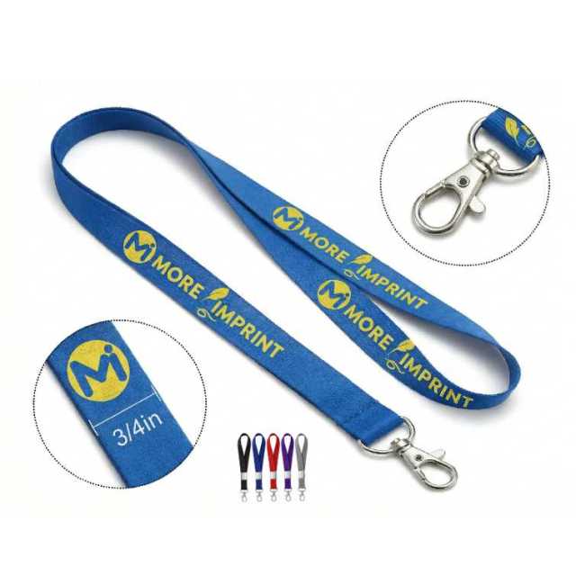 3/4" Polyester Custom Printed Lanyard w/ Metal Clip