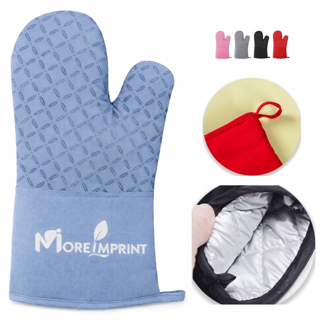Silicone Grip Cotton Oven Mitt Non Slip Heatproof Glove