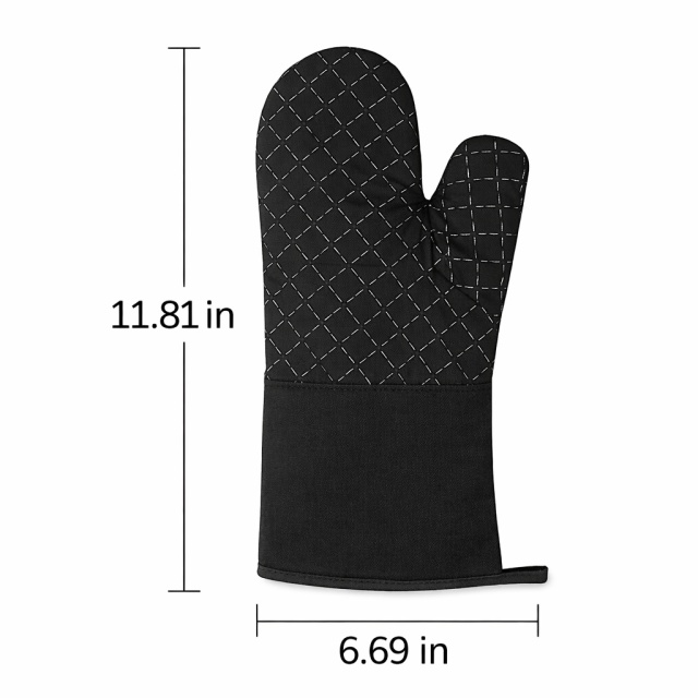 Silicone Grip Cotton Oven Mitt Non Slip Heatproof Glove