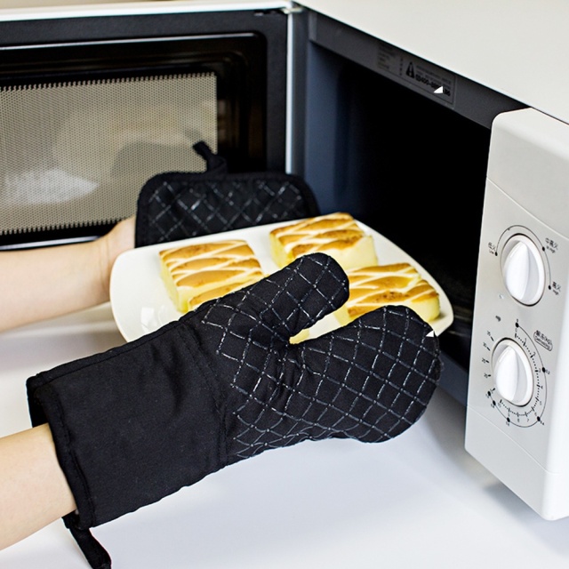 Silicone Grip Cotton Oven Mitt Non Slip Heatproof Glove