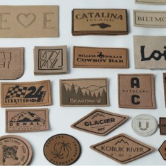 Custom Embossed Printed Label Faux Leatherette Logo Patches