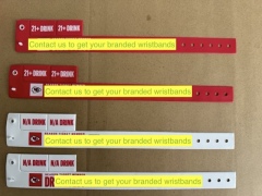 Tear-Off Tab Plastic Event Wristbands/ Vinyl Locking Wristband