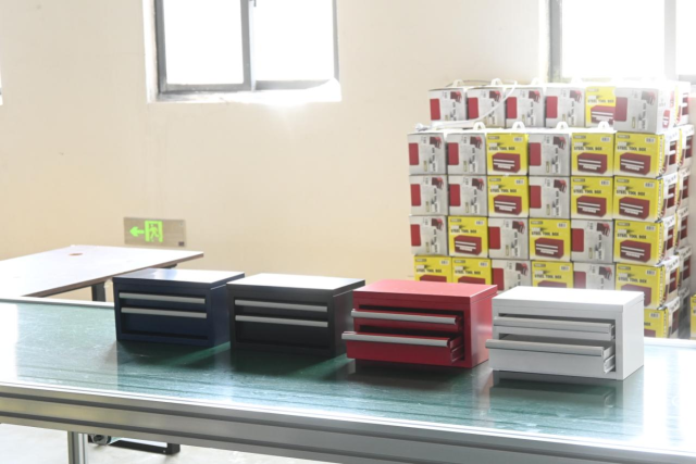 Mini Metal Tool Box with 2 Drawers and Top Storage