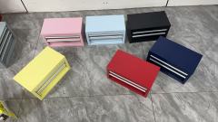 Mini Metal Tool Box with 2 Drawers and Top Storage