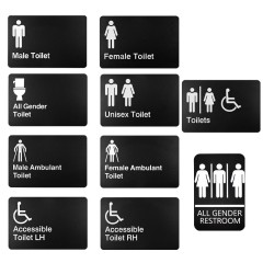 ADA Compliant Restroom Sign Tactile Braille Bathroom Wall Plaque with Raised Pictograms