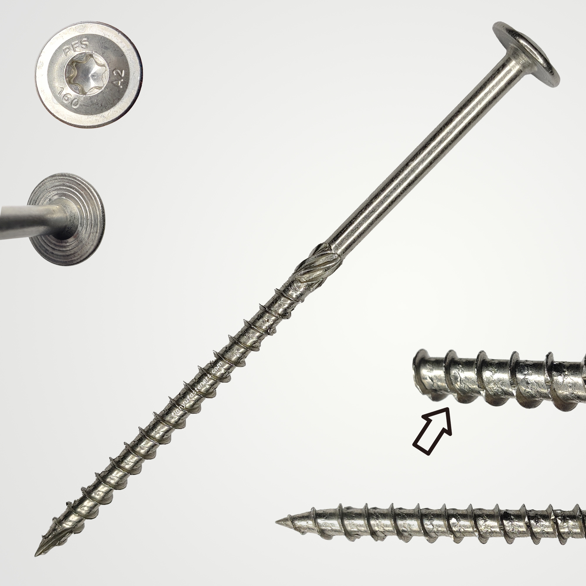 Tianyu 160mm SS304 Strong Modified Truss Wafer Ctx Head Torx Serrated ...