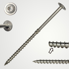 Tianyu 160mm SS304 Strong Modified Truss Wafer Ctx Head Torx Serrated Thread Knurled Shank for Exterior Structural Timber Screw