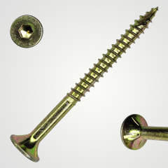 Tianyu Yellow Zinc Plated Csk Head with Ribbed in Hex Drive Type-17 Point for Wood Cutter Chipboard Timber Screw