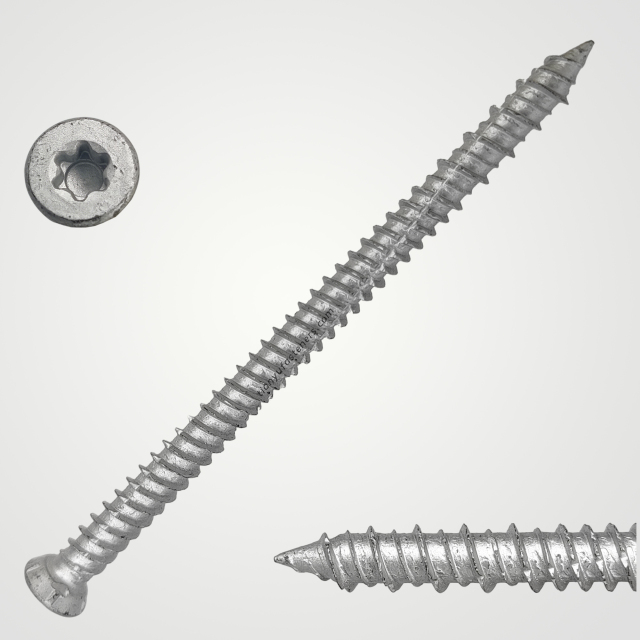 Tianyu Mech Galv Class 4 Hi-low Thread Flat Undercut Head Torx Drive for Door Window Frame Installation Masonry Concrete Screw