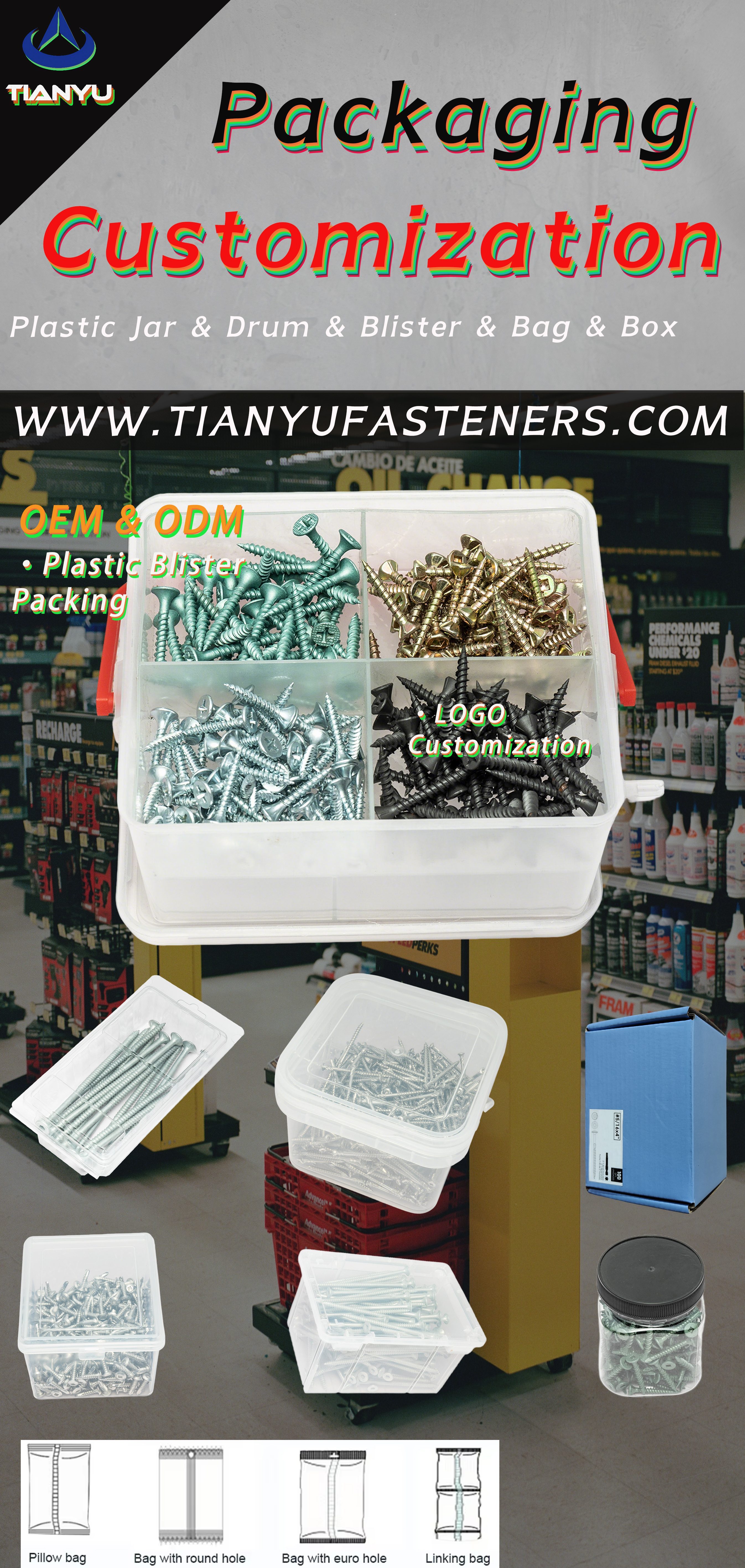 Tianyu Hex Head Sharp Point High Low Thread Screw 1000 Hours Salt Spray Ruspert Coating Wood Deck Fastener