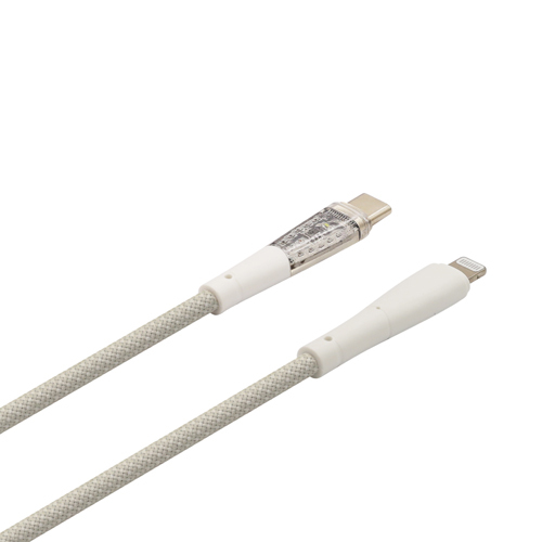 MFi USB C to Lightning Transparent Cable with Exclusive LED PULSING Indicator