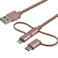 3 in 1 Multi-functional USB A to Mirco /Lightning /USB-C Charging Cable