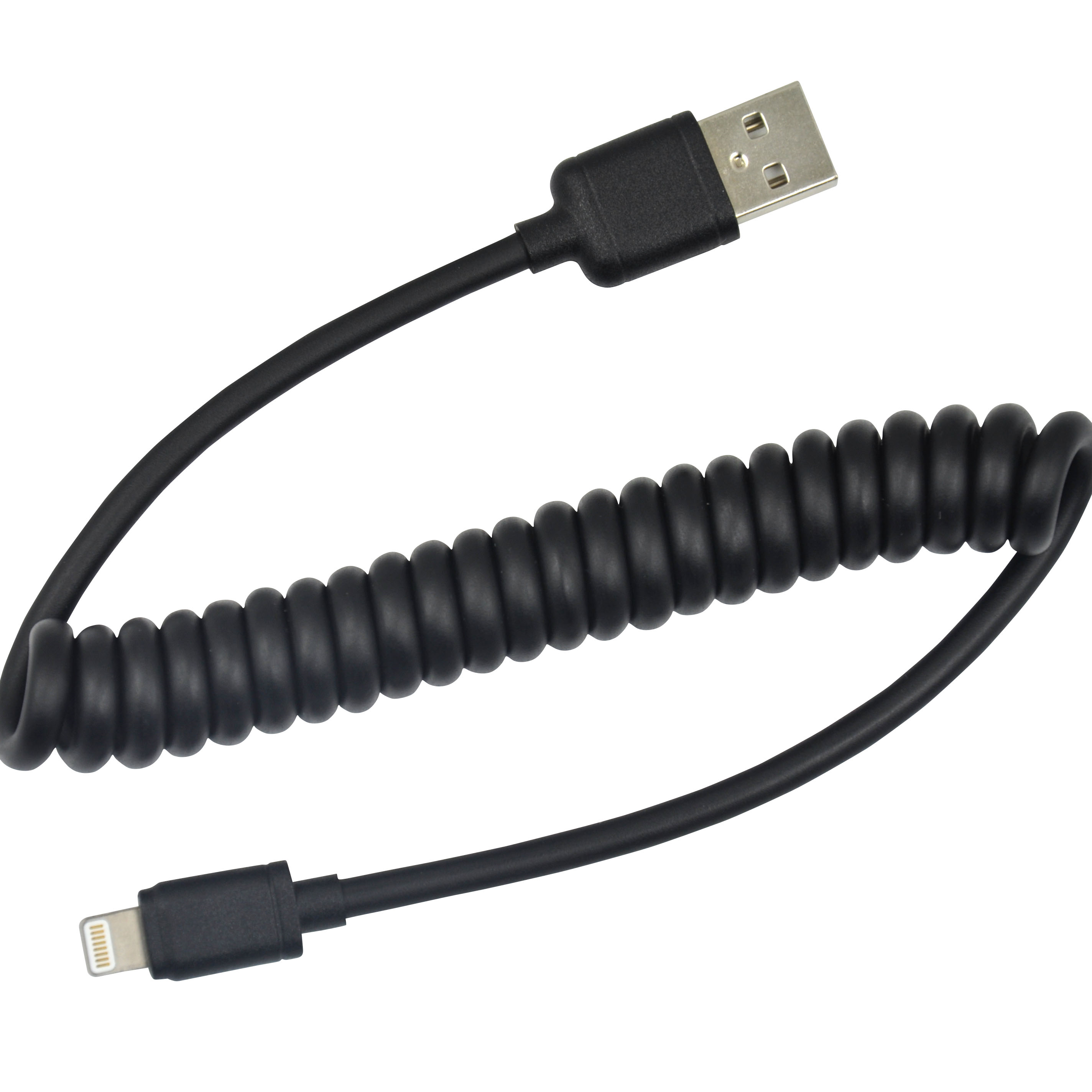 USB A to Micro & Lightning 2 in 1 Multi-functional coiled cable