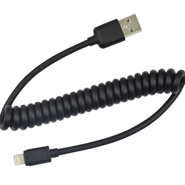 USB A to Micro & Lightning 2 in 1 Multi-functional coiled cable