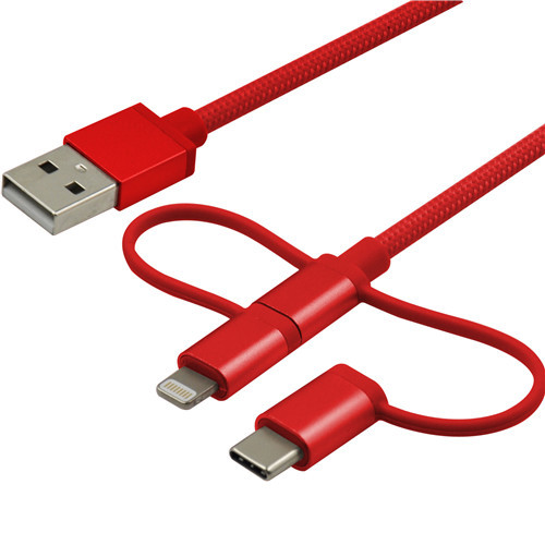 3 in 1 Multi-functional USB A to Mirco /Lightning /USB-C Charging Cable