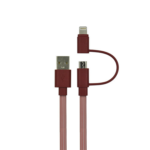 USB A to Micro & Lightning 2 in 1 Multi-functional Flat Cable