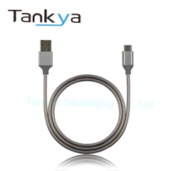 USB-A to USB-C 2.0 Charge and Data Metallic Braided Cable with AL Housing