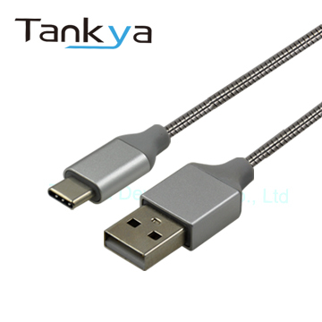 USB-A to USB-C 2.0 Charge and Data Metallic Braided Cable with AL Housing