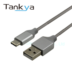 USB-A to USB-C 2.0 Charge and Data Metallic Braided Cable with AL Housing