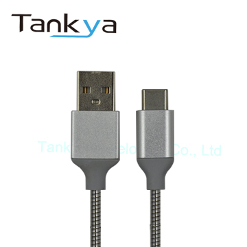USB-A to USB-C 2.0 Charge and Data Metallic Braided Cable with AL Housing