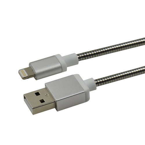 USB-A to Mfi Lightning Stylish cable with metal jacket and Aluminum housing