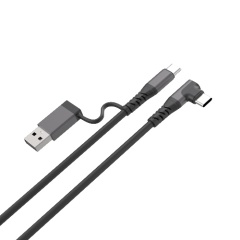 Right-angled USB-C to USB-C PD 100W Fast Charge Cable with USB-A Adapter