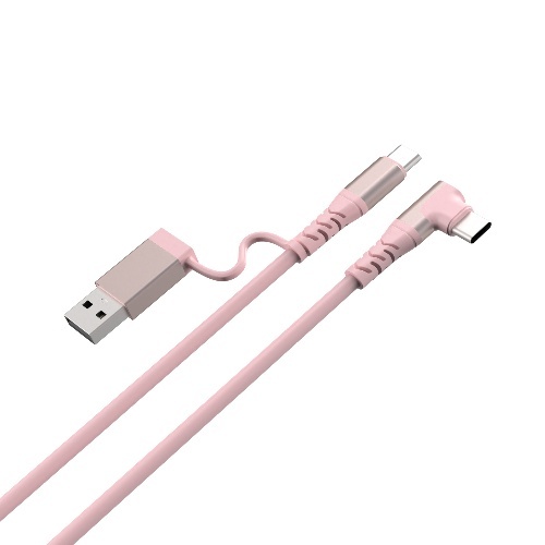 Right-angled USB-C to USB-C PD 100W Fast Charge Cable with USB-A Adapter