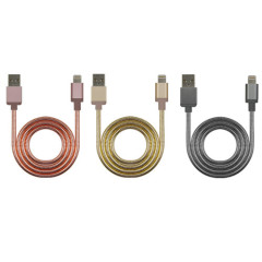 USB-A to Mfi Lightning Stylish cable with metal jacket and Aluminum housing