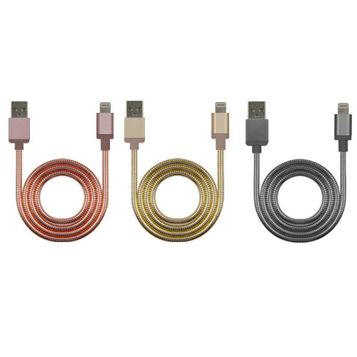 USB-A to Mfi Lightning Stylish cable with metal jacket and Aluminum housing