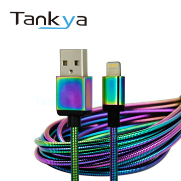 USB-A to Mfi Lightning Colored Electroplating Stainless Steel Cable