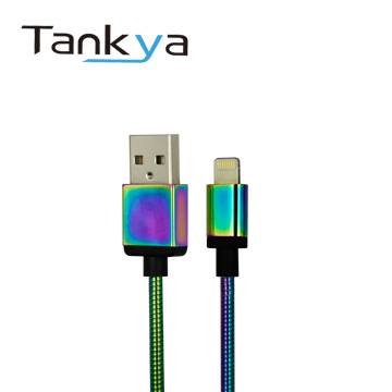 USB-A to Mfi Lightning Colored Electroplating Stainless Steel Cable