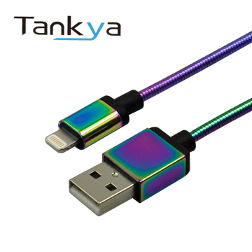USB-A to Mfi Lightning Colored Electroplating Stainless Steel Cable