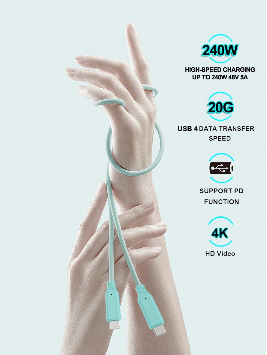 Ultra Soft Silicon USB 4.0 Gen2 Cable