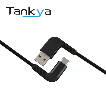 90-Degree USB-A to USB-C 2.0 Charging & Data Cable