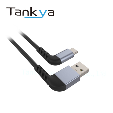 90-Degree USB-A to USB-C 2.0 Charging & Data Cable