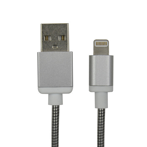 USB-A to Mfi Lightning Stylish cable with metal jacket and Aluminum housing