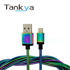 USB-A to Mfi Lightning Colored Electroplating Stainless Steel Cable