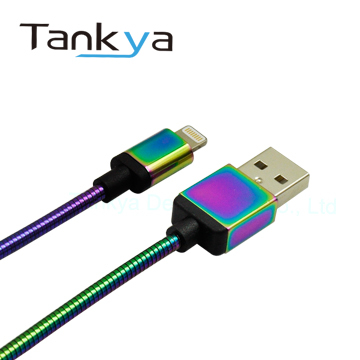 USB-A to Mfi Lightning Colored Electroplating Stainless Steel Cable