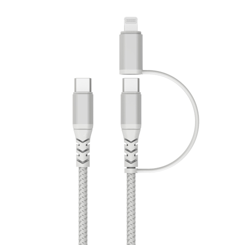 MFi USB C to USB C with Lightning Adapter Charge & Sync Cable (Aluminum Housing )