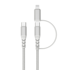MFi USB C to USB C with Lightning Adapter Charge & Sync Cable (Aluminum Housing )