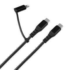 MFi USB C to USB C with Lightning Adapter Charge & Sync Cable (Aluminum Housing )