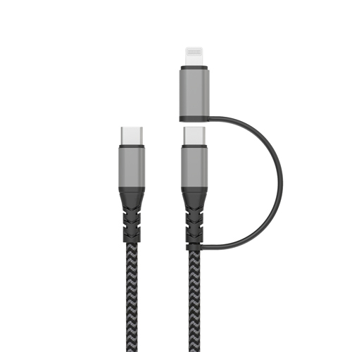 MFi USB C to USB C with Lightning Adapter Charge & Sync Cable (Aluminum Housing )