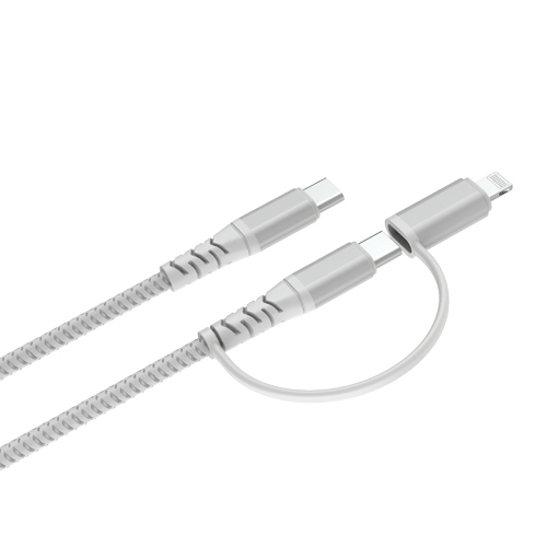 MFi USB C to USB C with Lightning Adapter Charge & Sync Cable (Aluminum Housing )