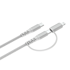 MFi USB C to USB C with Lightning Adapter Charge & Sync Cable (Aluminum Housing )