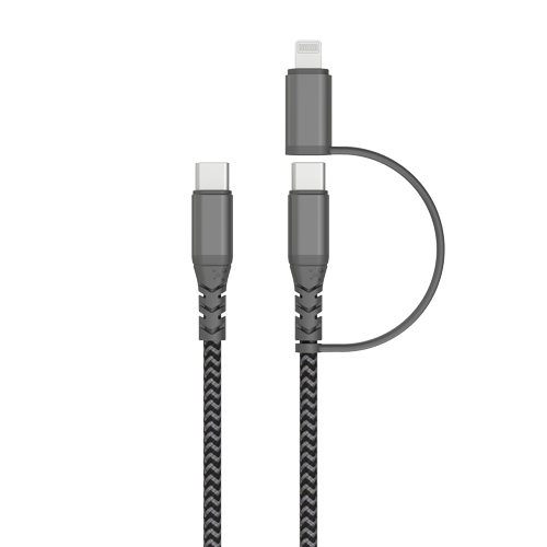 MFi USB C to USB C with Lightning Adapter Charge & Sync Cable (Aluminum Housing )